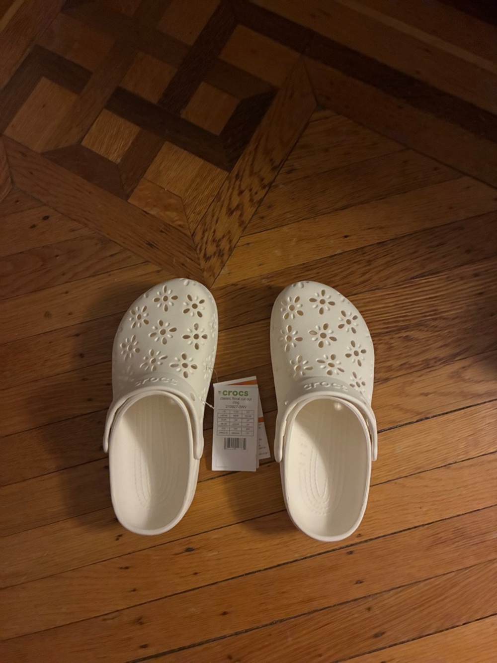 CROCS Women’s Floral Cutout Clog - Cream/White